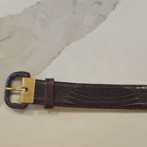 Sophisticated Dark Brown Lizard Leather Belt